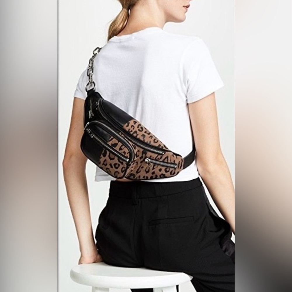 Alexander Wang Lambskin Suede Leopard Attica Belt Bag Black - Picture 4 of 10